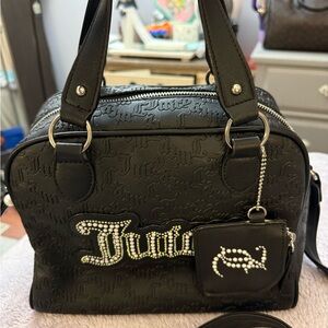 Juicy Couture Black String of Pearls Satchel in the color Licorice